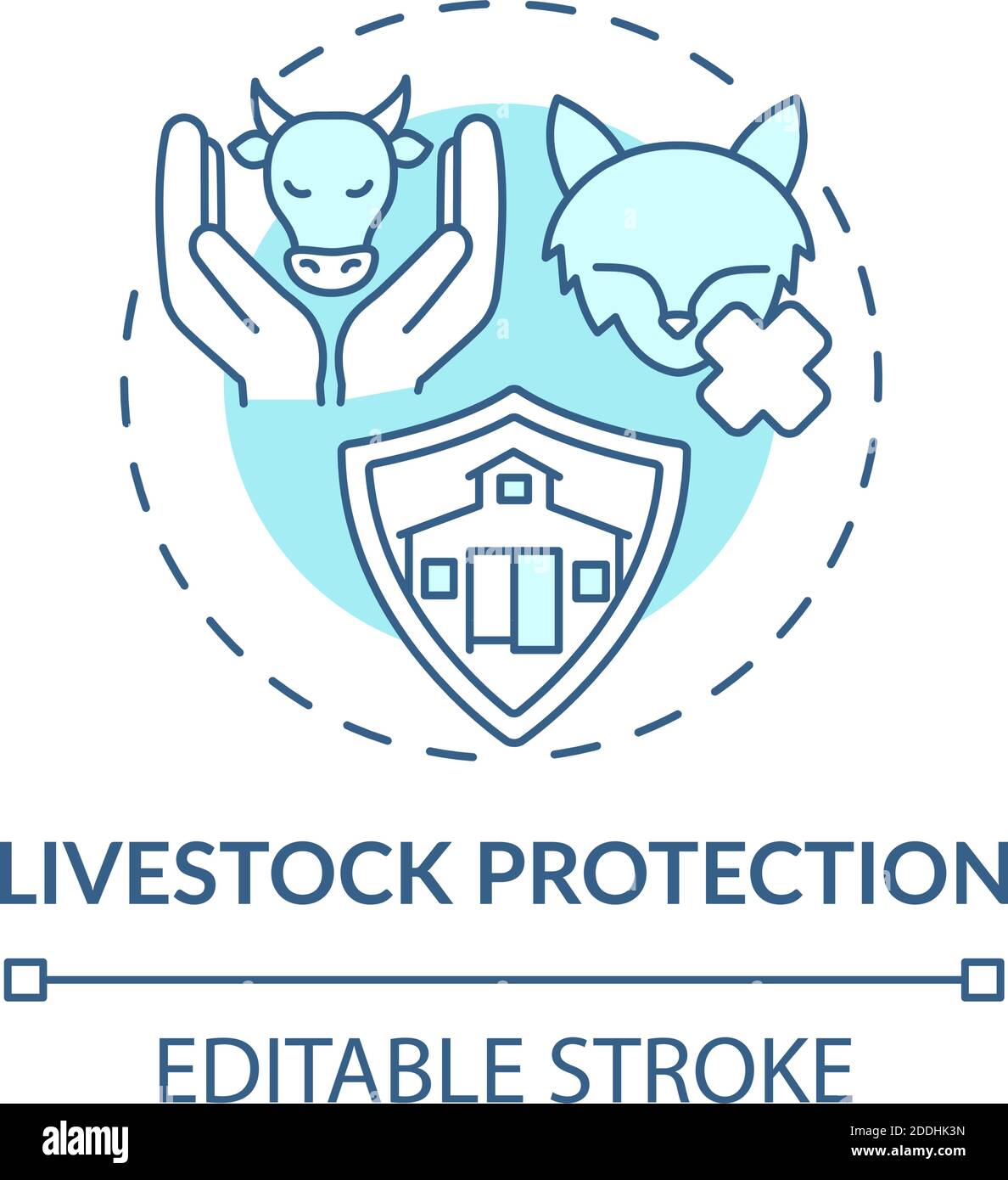 Livestock protection turquoise concept icon Stock Vector