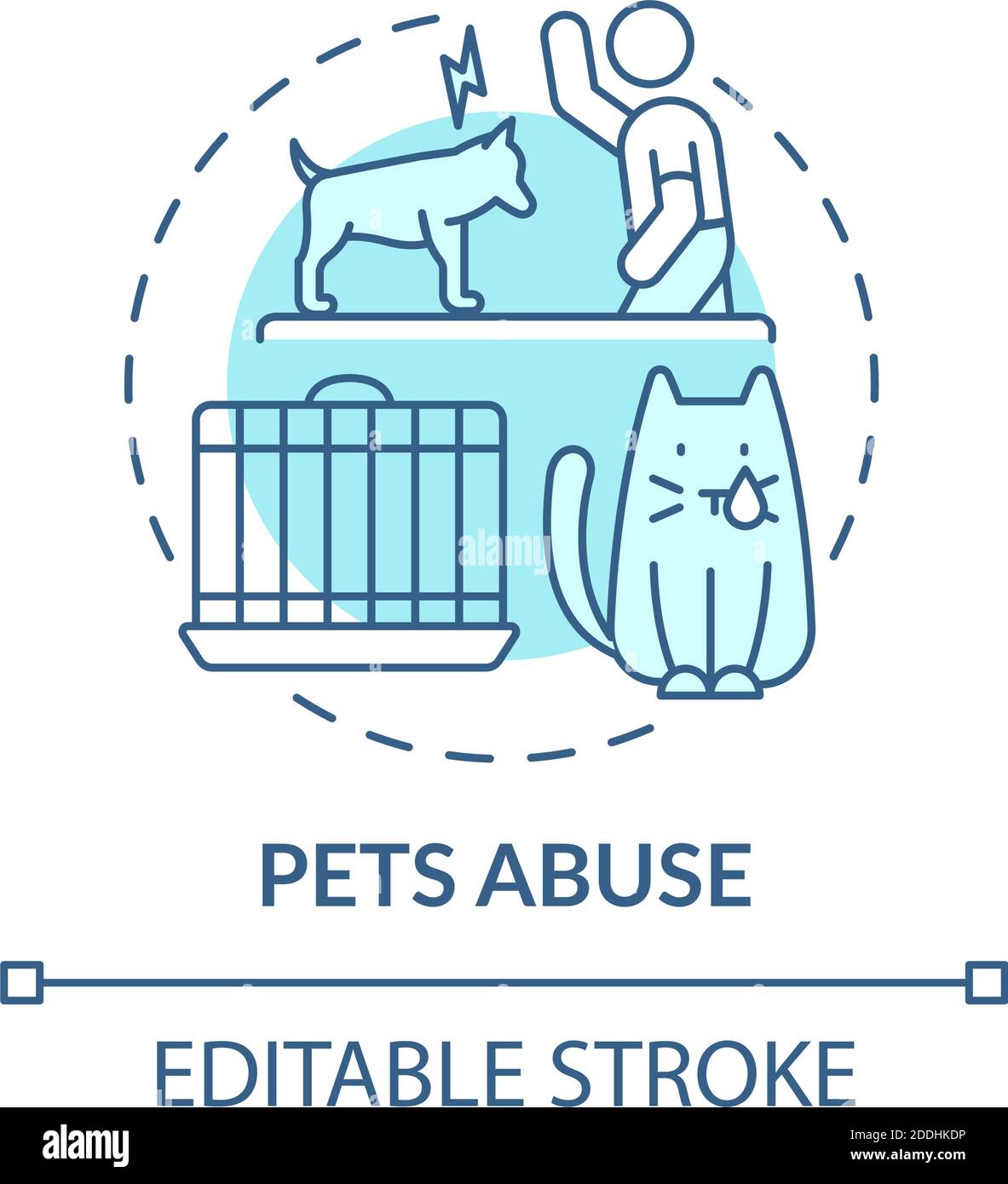 Pets abuse turquoise concept icon Stock Vector