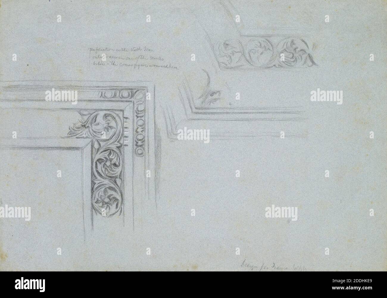 Design for picture frame, 1876 William Holman Hunt, Drawing, Ink, Pencil, Chalk, Sketch, Pre-Raphaelite, Frame, Design Stock Photo