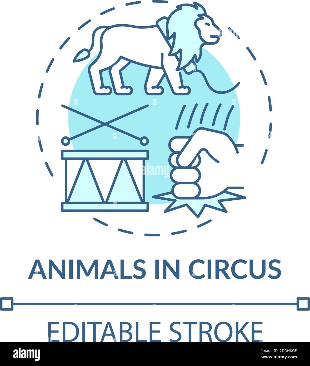Animals in circuses turquoise concept icon Stock Vector