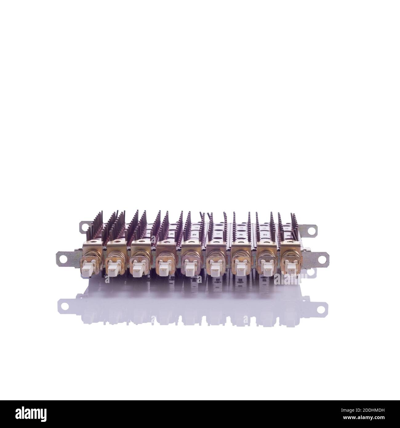 switch chip isolated on white background closeup Detail of switches of