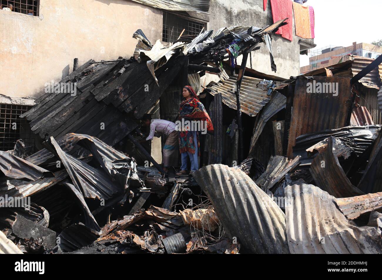 November 25, 2020: According to local people at least hundreds of shanties were totally burnt at Bijli Moholla Slum area of Mohammadpur in Dhaka. Credit: Md. Rakibul Hasan/ZUMA Wire/Alamy Live News Stock Photo