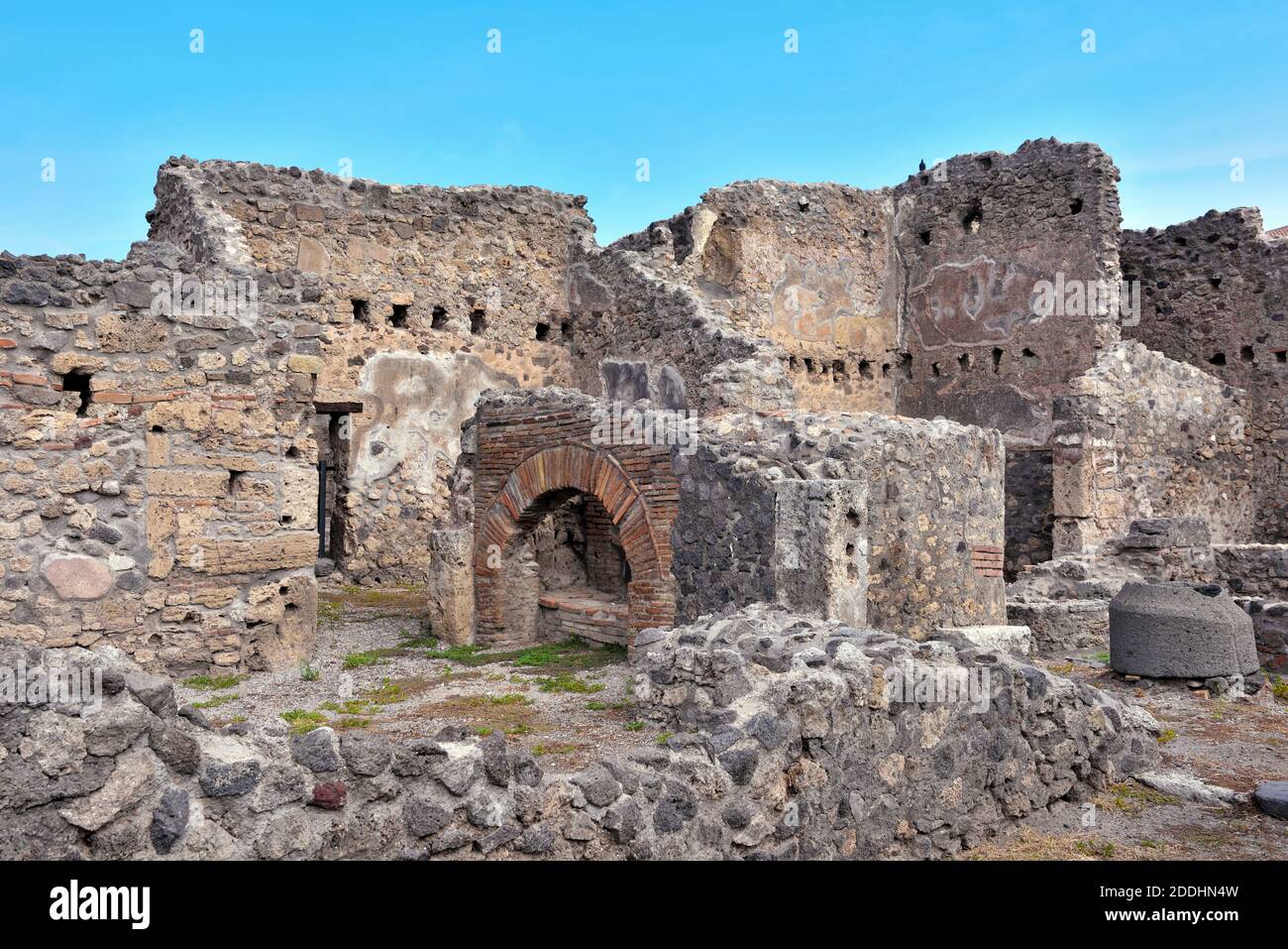 Ruins of Ancient Roman city of Pompeii Italy was destroyed and buried with ash after Vesuvius