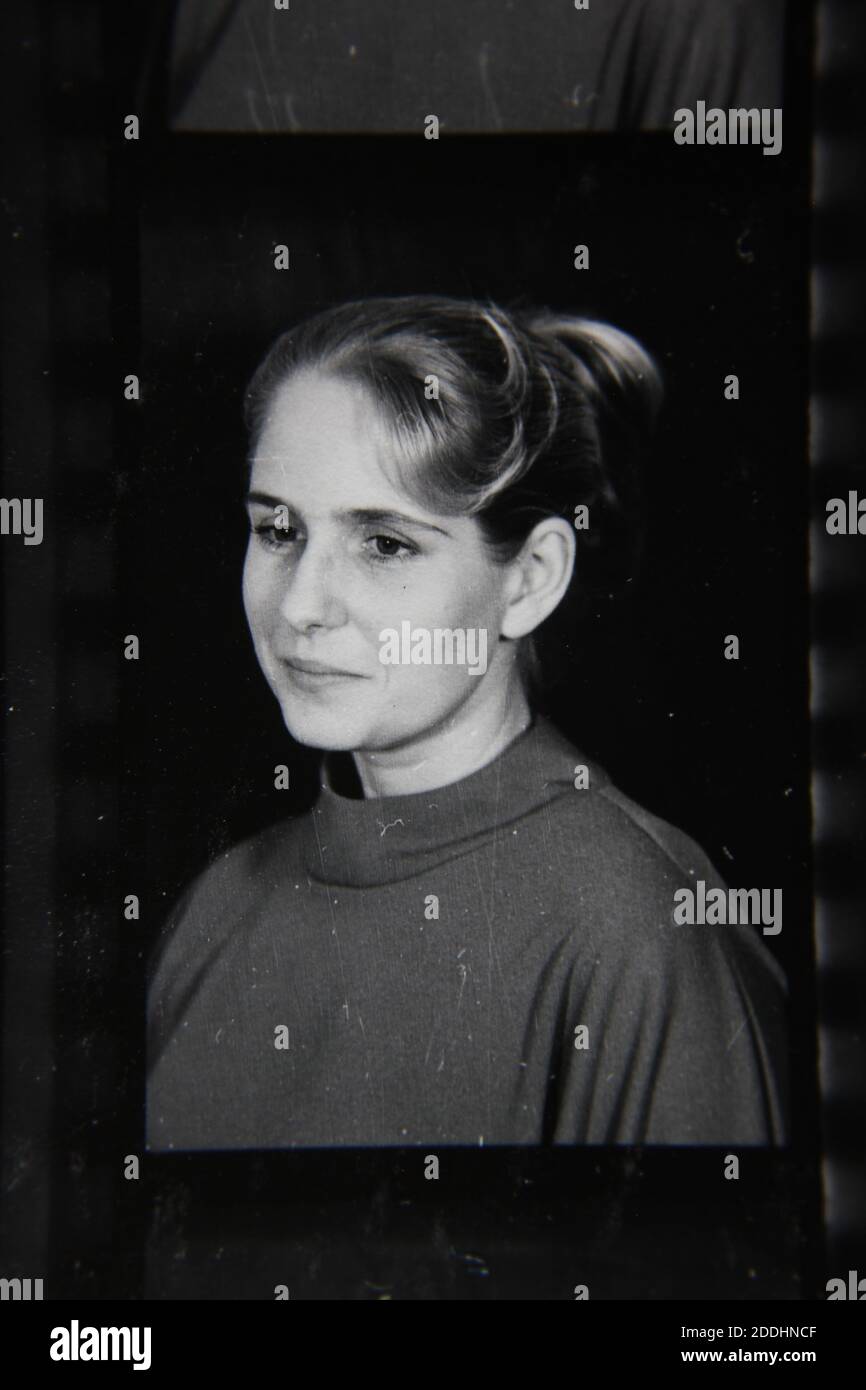 Fine 1970s vintage black and white photography of a head shot of a ...