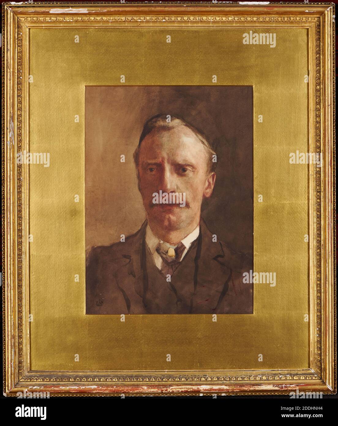 Portrait of Mr Sullivan, c.1855-1931 William John Wainwright (d.1931), Watercolour, Portrait, Frame, Male, Bearded, Works on Paper Stock Photo