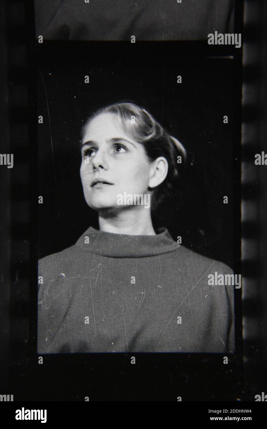 Fine 1970s vintage black and white photography of a head shot of a ...