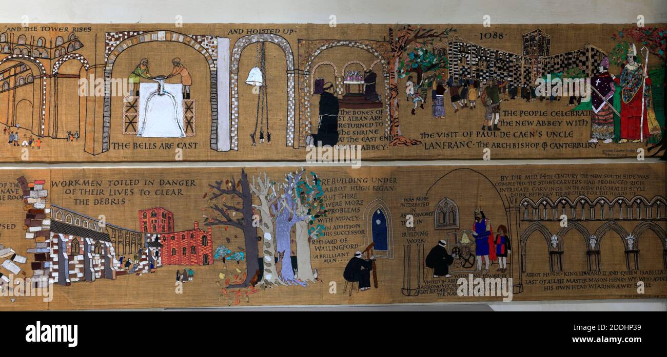 Interior of St Albans Cathedral, St Albans City, Hertfordshire County, England, UK Stock Photo