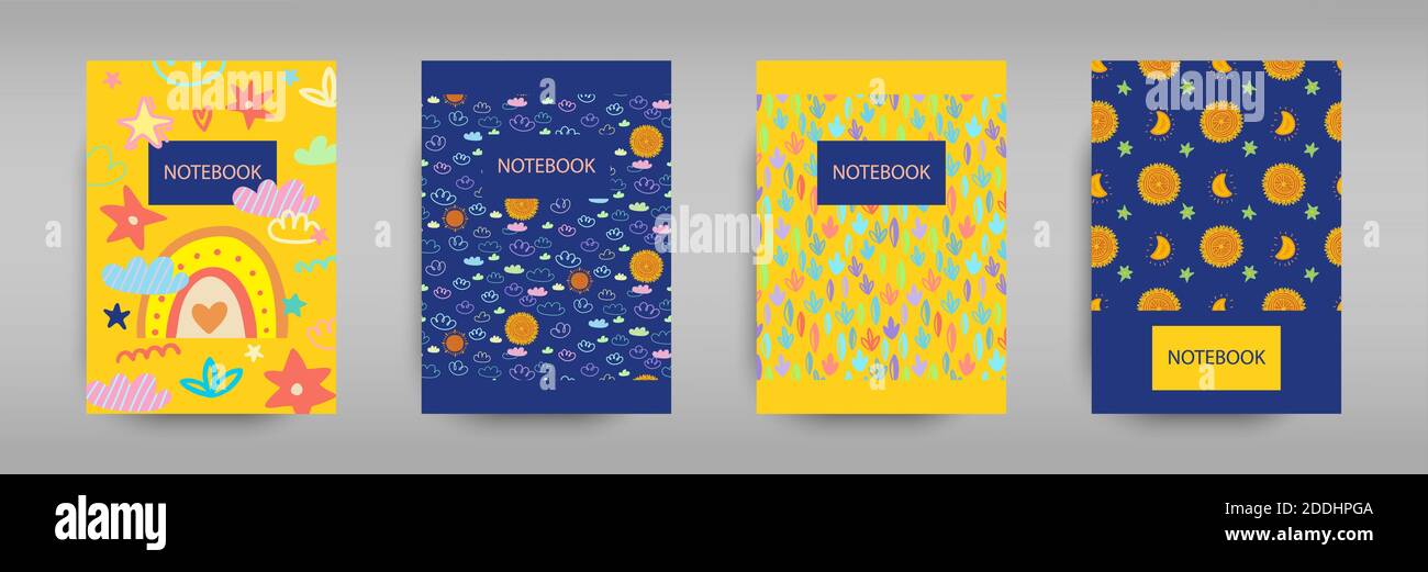 Set iridescent covers for notebooks with boho rainbows Stock Vector