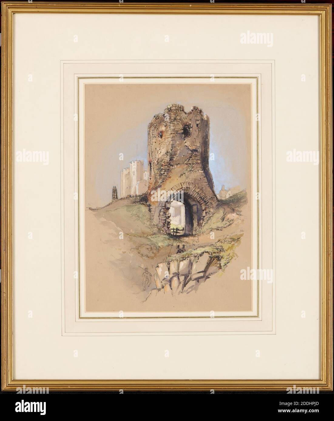 Ruined Gateway, Dover Castle, 1793-1867 William Clarkson Stanfield (d.1867), 19th Century, 18th Century, Watercolour, Pencil, Gouache, England, Castle, Architecture, Frame, Works on Paper Stock Photo