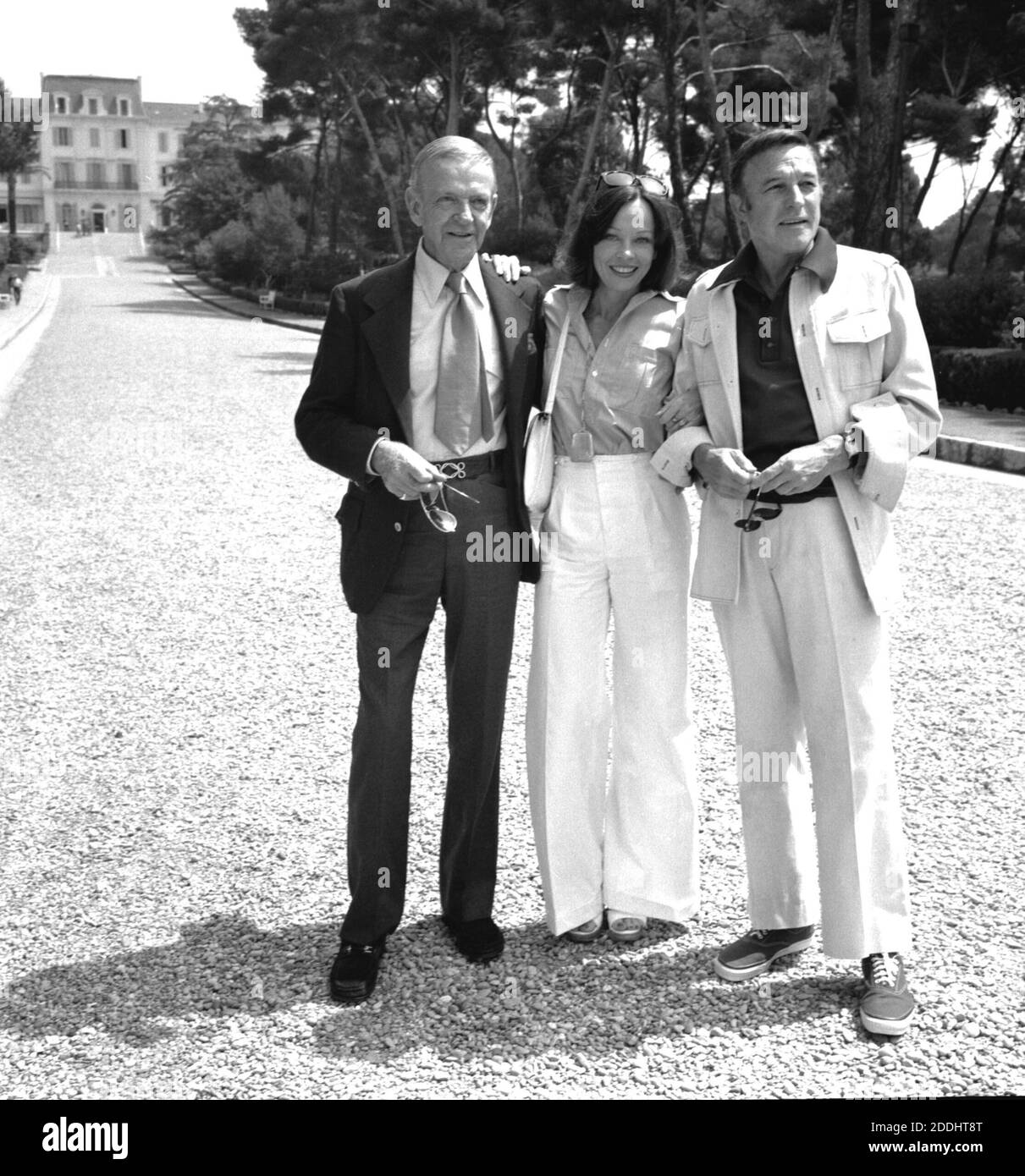 Fred Astaire, Leslie Caron and Gene Kelly at the 28th Cannes Film Festival (France), May 1975. --- Fred Astaire, Leslie Caron e Gene Kelly al 28° Festival del Cinema di Cannes (Francia), maggio 1975. Stock Photo