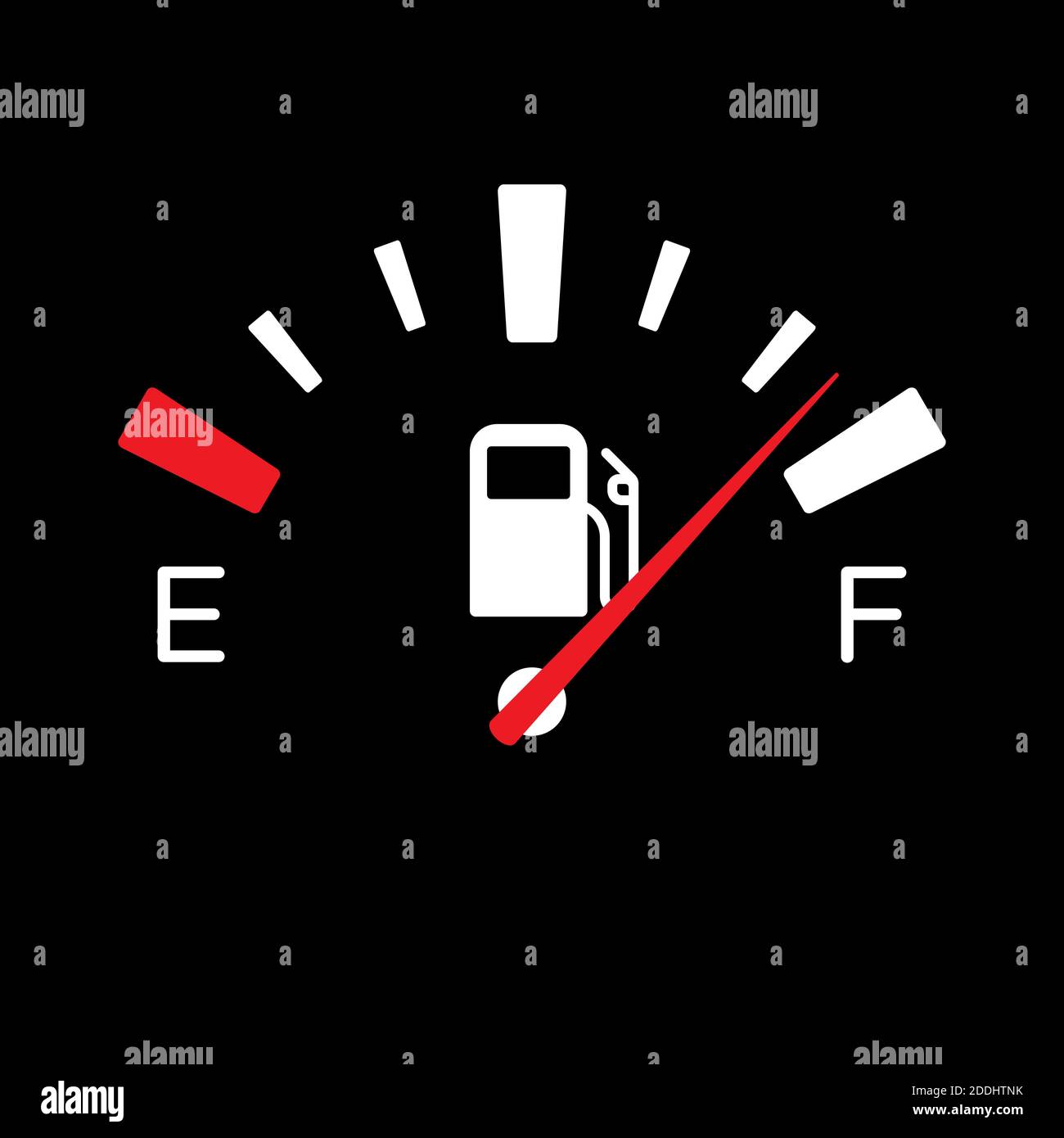 Fuel tank dial gage sign. Transportation petrol level indicator symbol