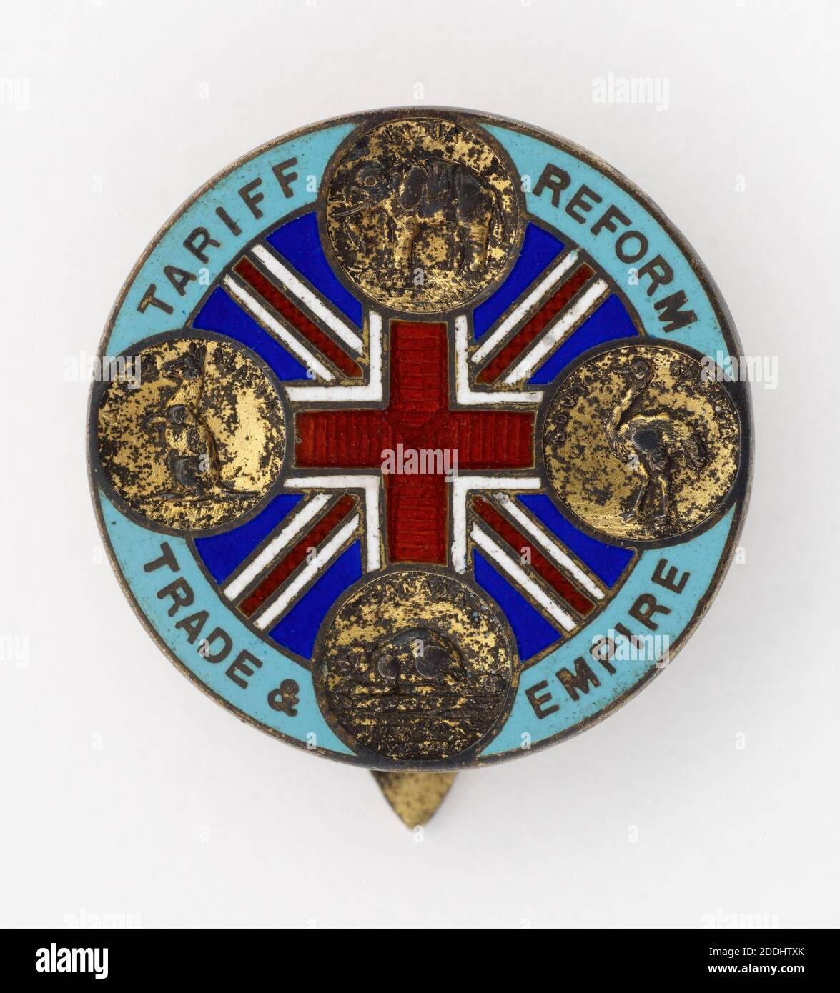 Silver Gilt & Enamel Badge, Tariff, Reform, Trade and Empire, 1903 Maker: F W Wilks, Birmingham, Social history, Medal, Manufacturers, Gilt, Metal Stock Photo