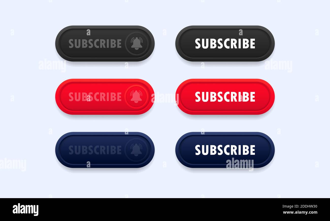 Subscribe button set. For websites. Vector on isolated white background ...