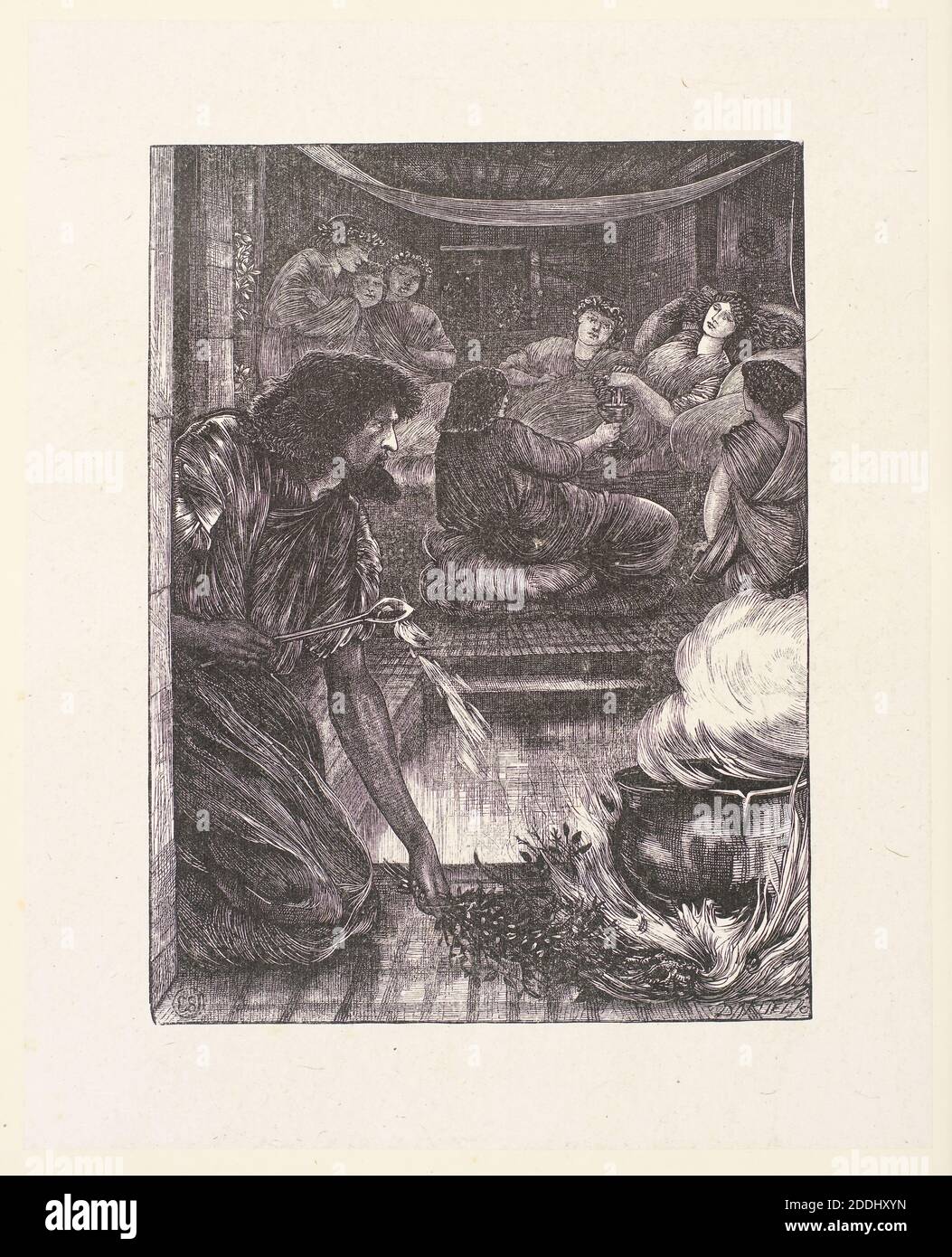 Dalziels' Bible Gallery-Ezekiel and the Boiling Pot, 1863, Artist: Sir Edward Burne-Jones, Engraver: Dalziel Brothers, Publisher: George Routledge & Sons Stock Photo