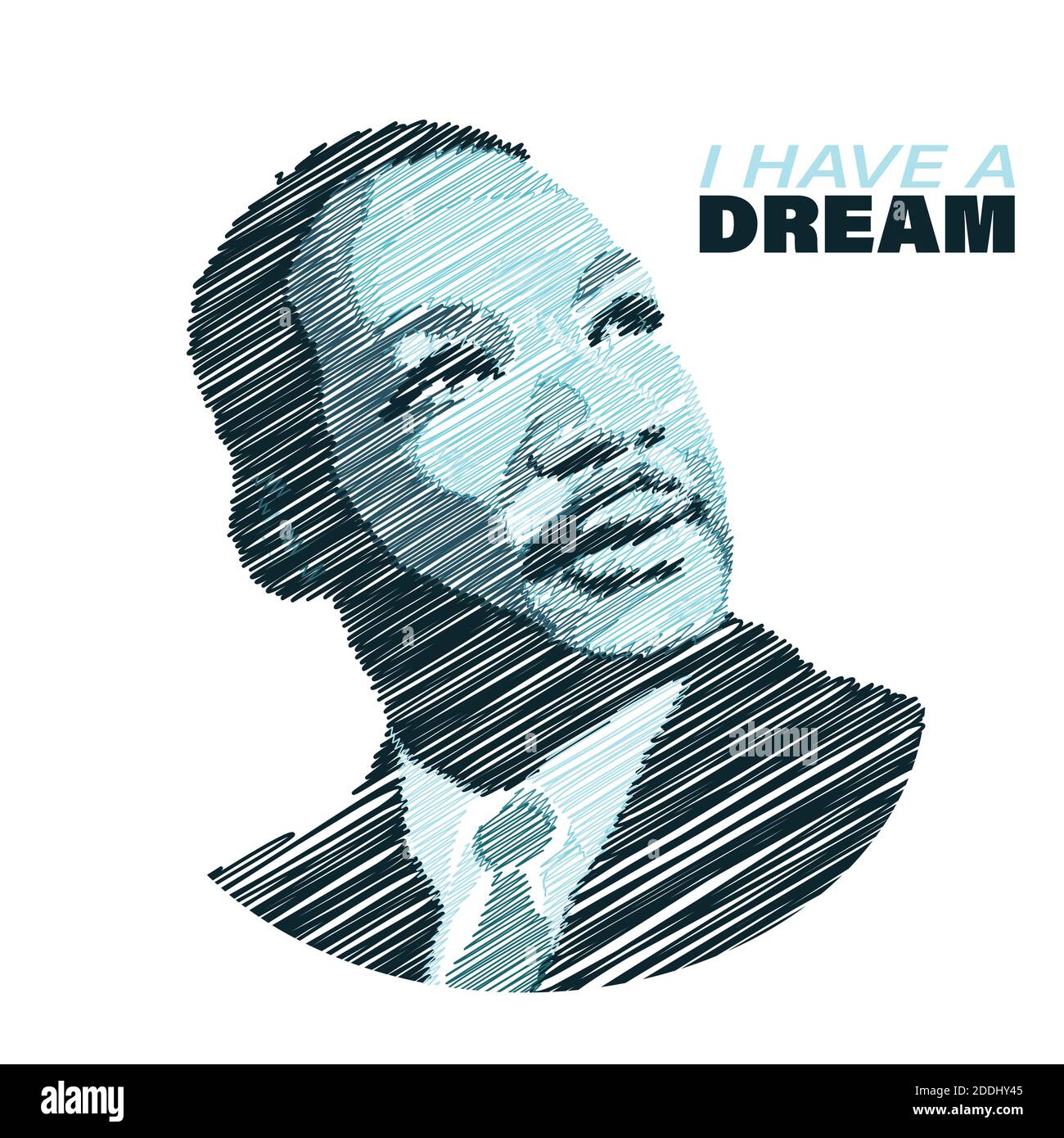 Martin Luther Jr. King. Black and white hand drawn portrait. Sketch pencil work Martin Luther Jr. King. Stock Vector