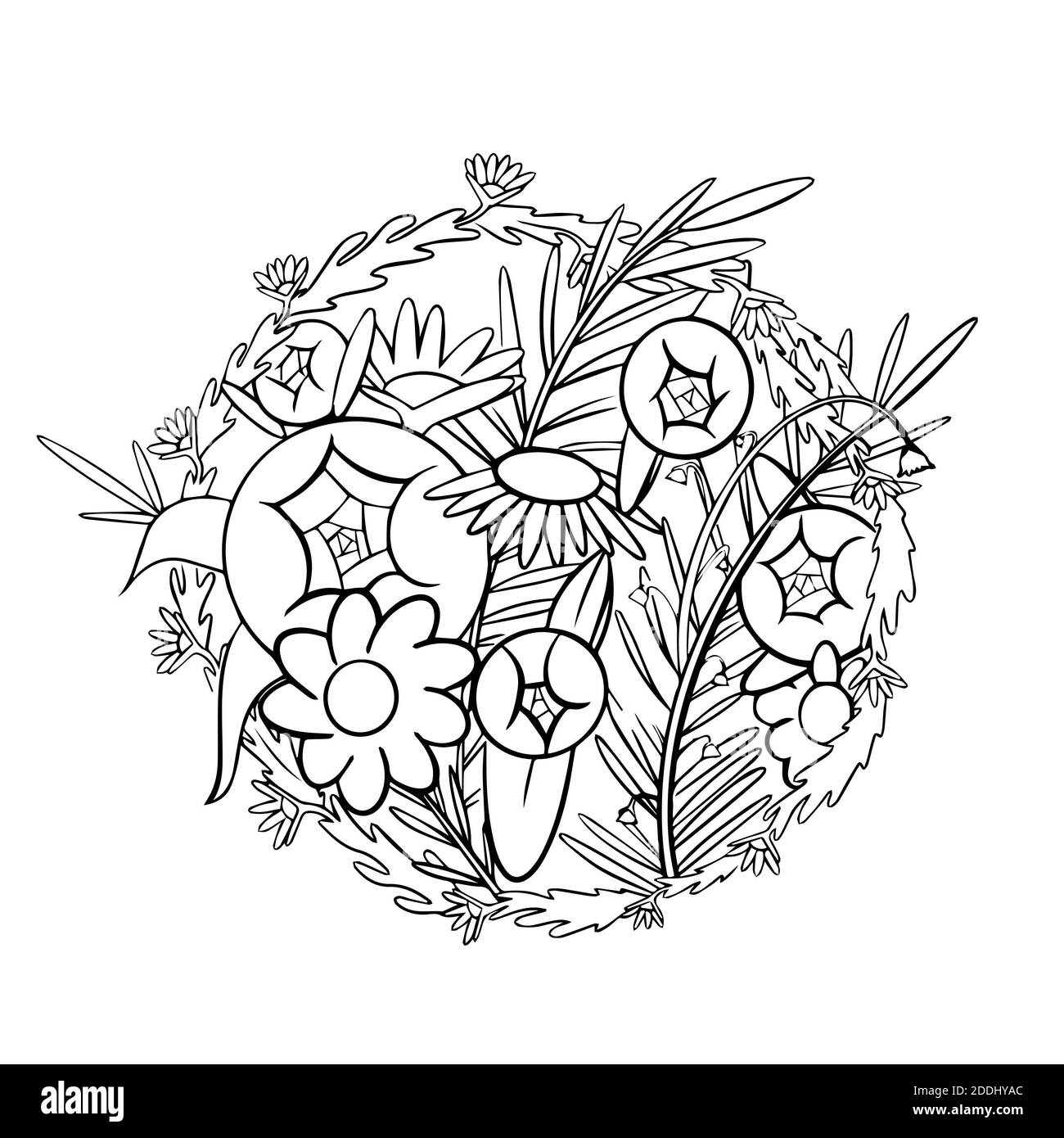 Wild flower illustration isolate on white background in vector Stock Photo