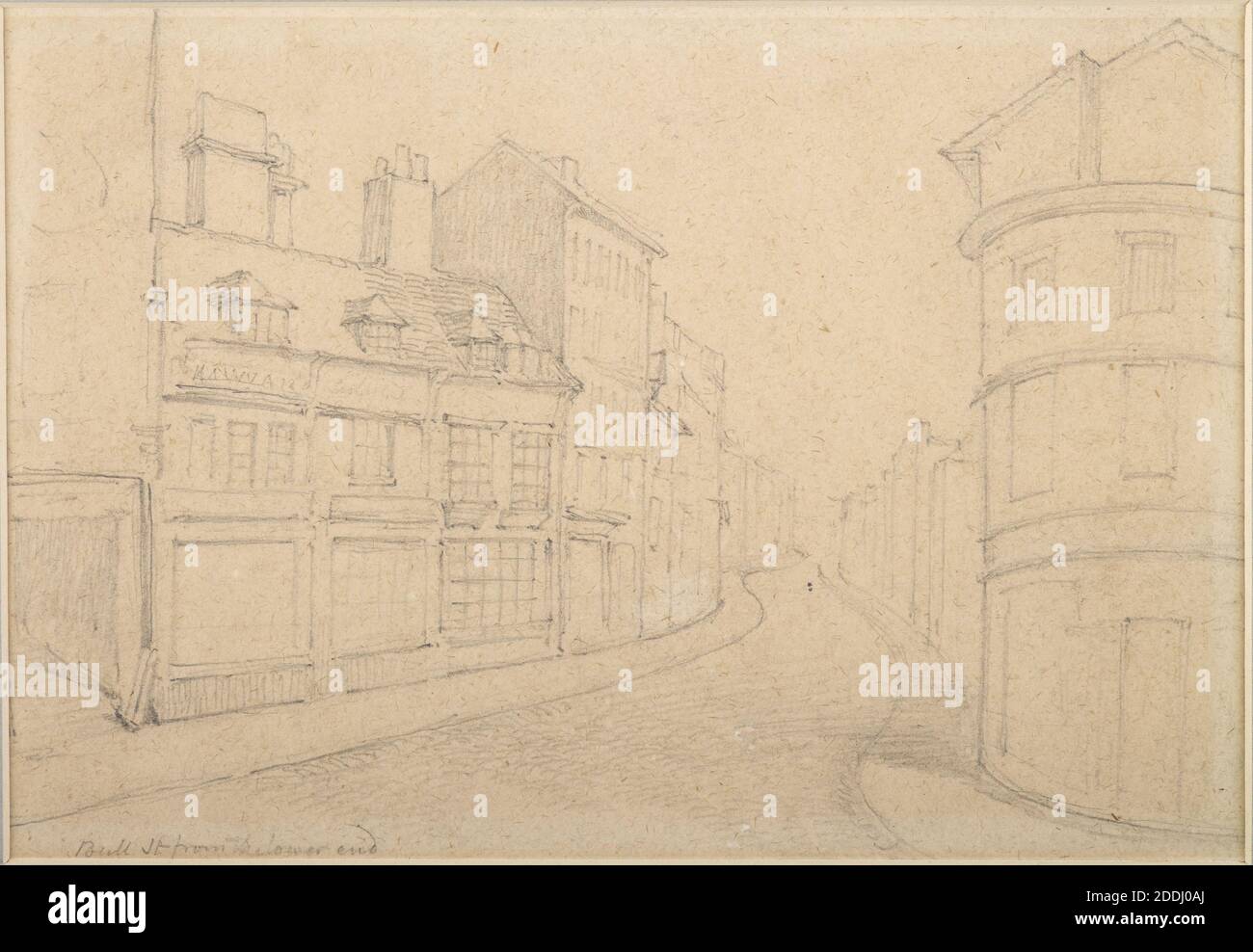 Topographical view of Birmingham, Pencil Drawing Bull Street from High
