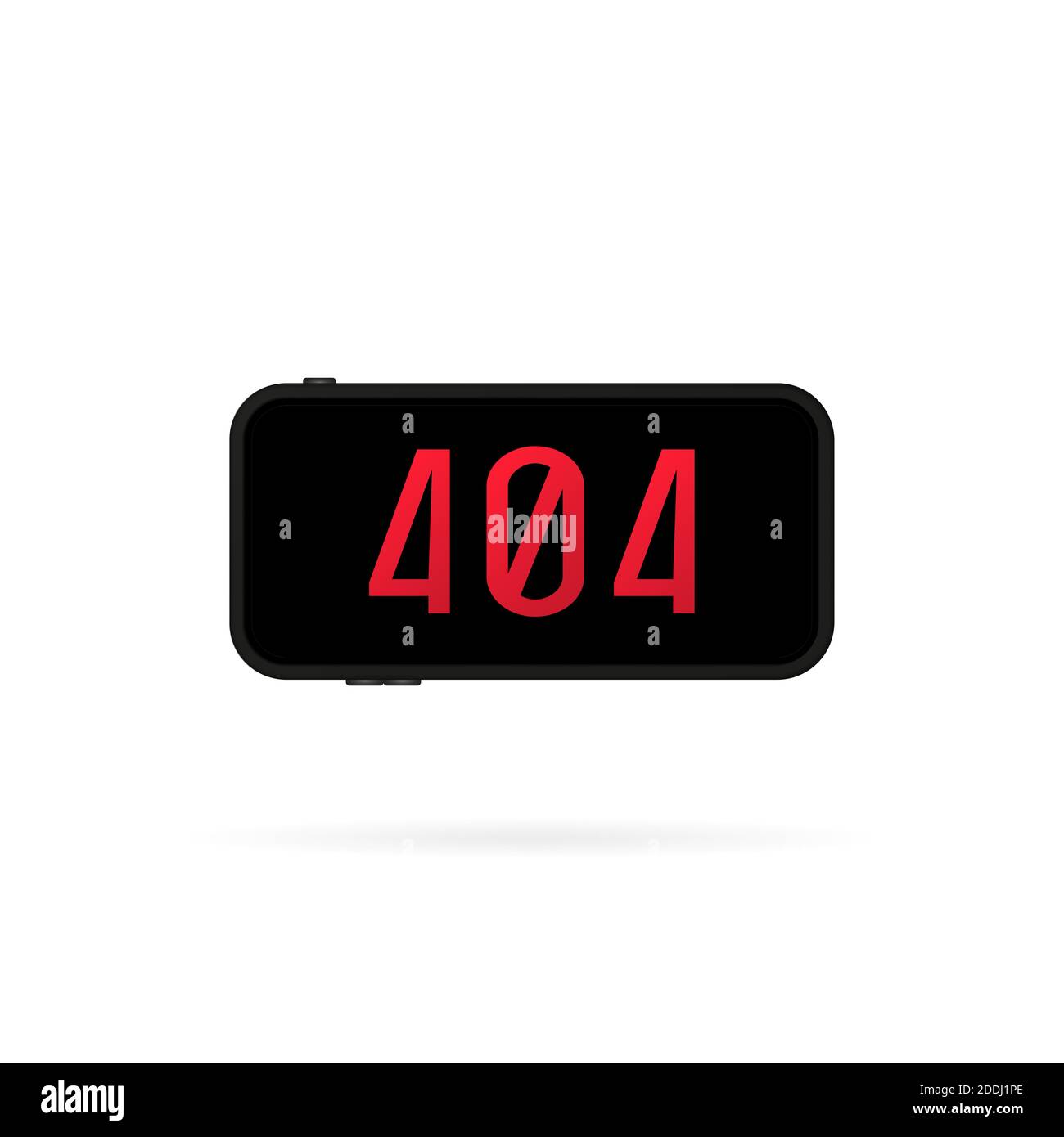 404 sign on smartphone screen illustration. Error page or file not found concept. For web page, banner, social media, documents, cards, posters Stock Vector