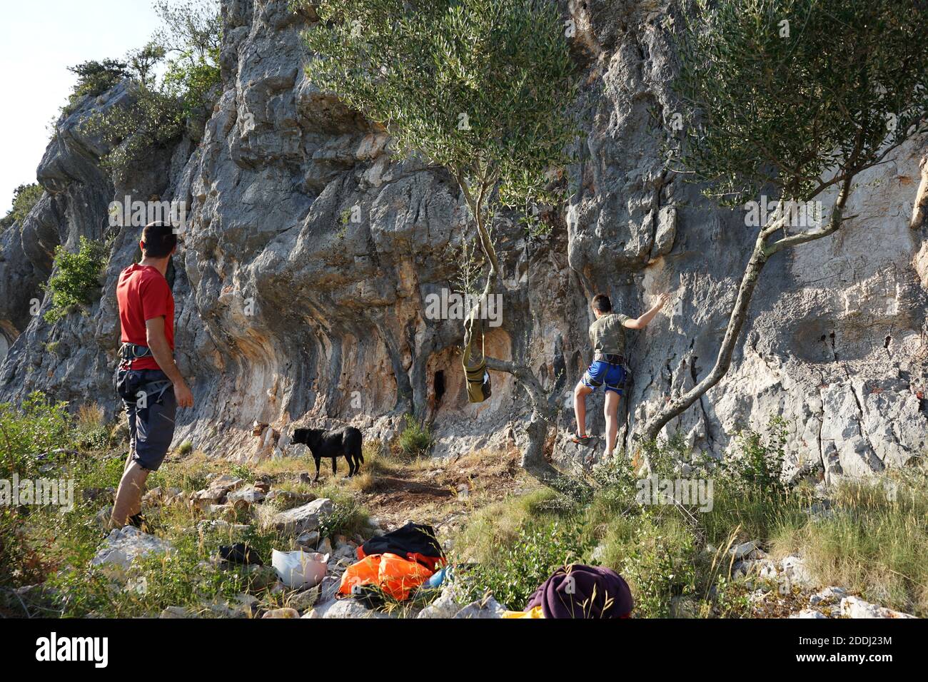 Climbing rock in Vela Luka Stock Photo