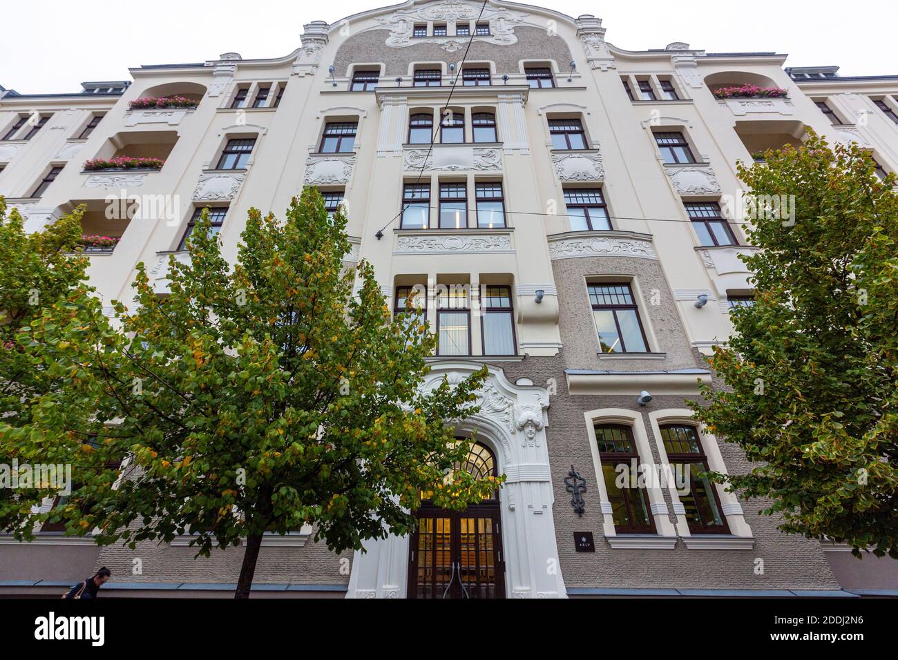 Likvidējamās ABLV Bank kase, Elizabetes iela, Riga, Art Nouveau architecture, Latvia Stock Photo