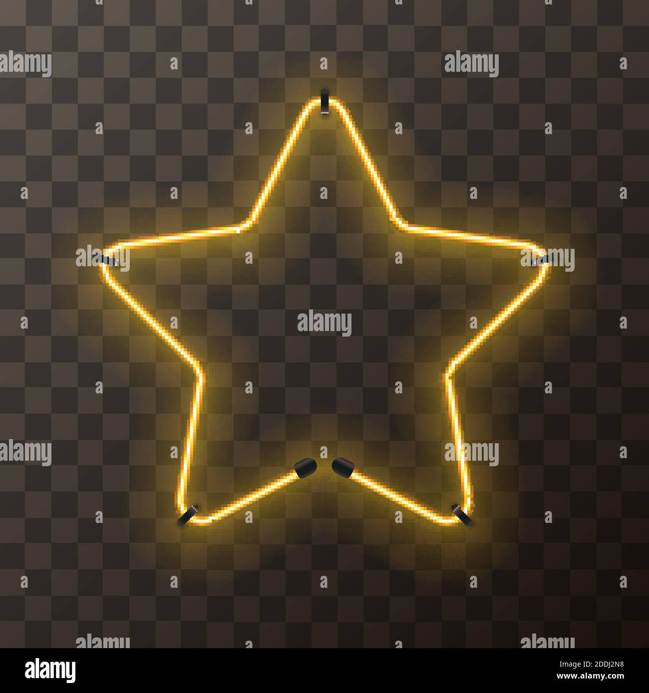 Star-shaped bright golden neon frame, template on transparent ...