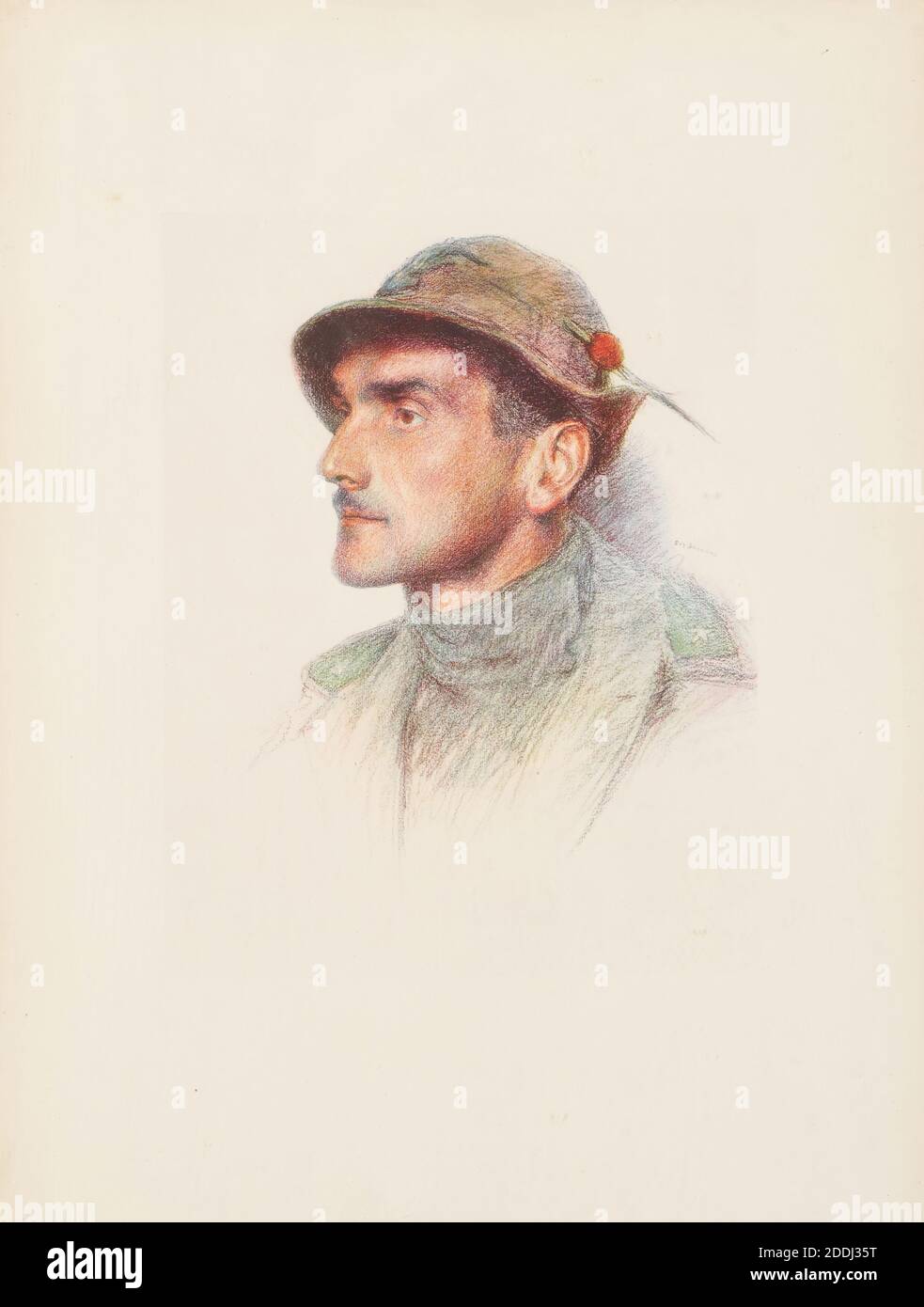 The Allies: Italy: Alpine Non Commissioned Officer Individual: Emilio Dones of Milan Eugene Burnand (d.1931), Drawing, Pastel, Paper, Portrait, Frame, Photograph, Replica, Military, War, Works on Paper Stock Photo