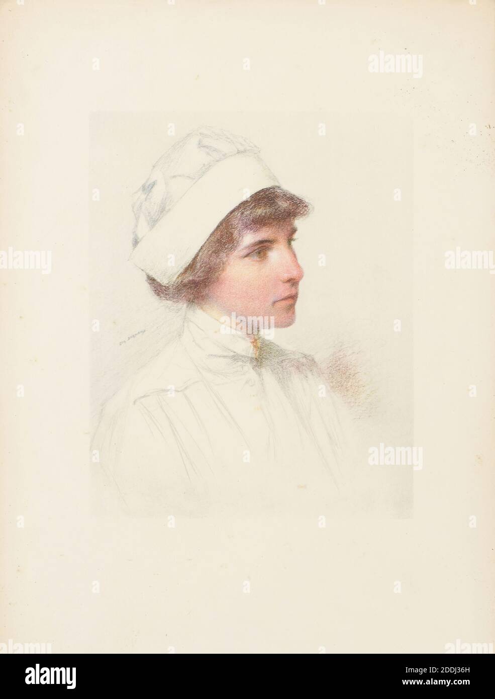 The Allies: America: Hospital Nurse; Miss H W S, of Christianburg, Virginia Eugene Burnand (d.1931), Drawing, Pastel, Paper, Portrait, Frame, Photograph, Replica, Social history, Health and Medicine, War, Works on Paper Stock Photo