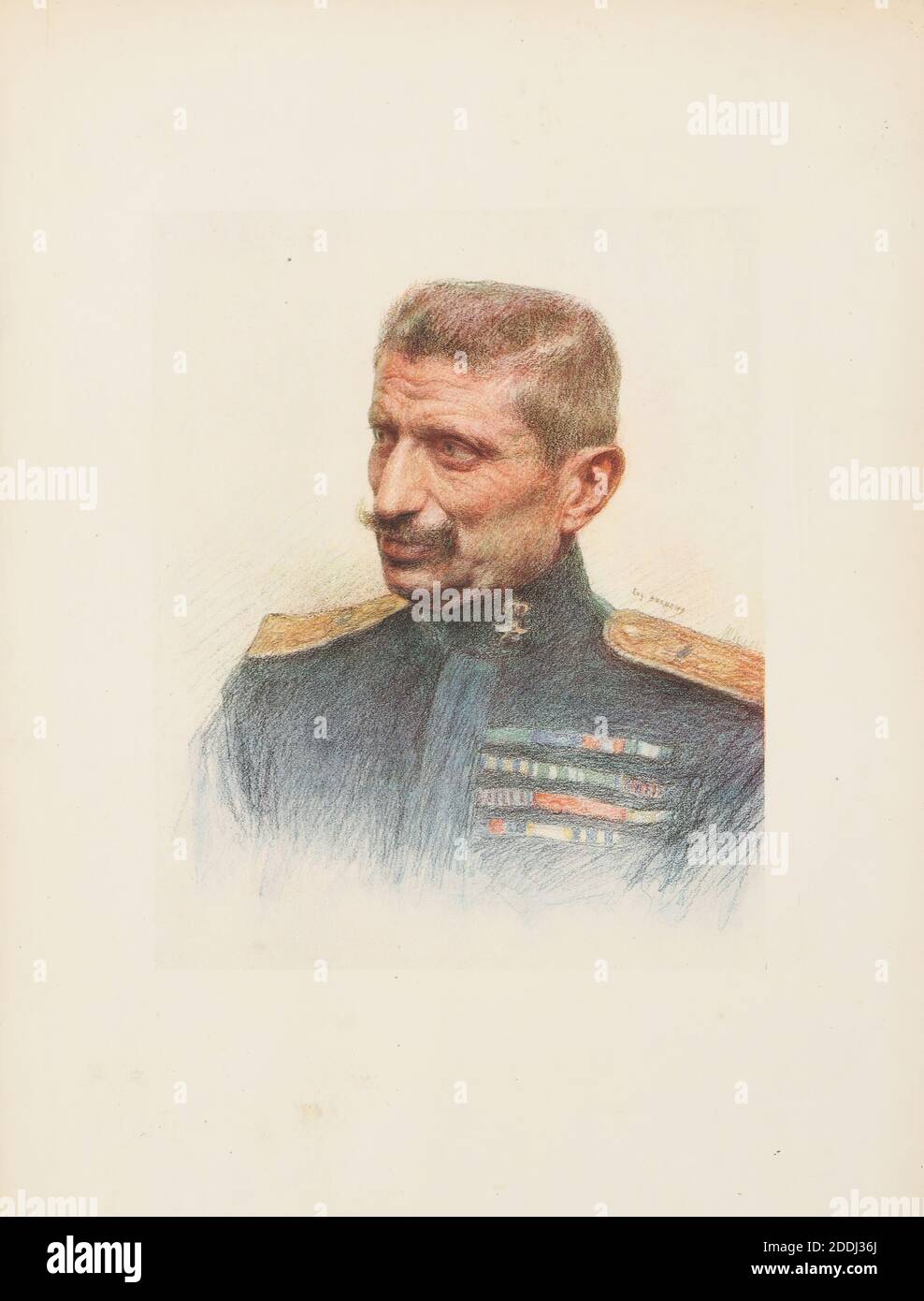 The Allies: Italy: Rear Admiral Individual: Rear Admiral Grassi, Naval Attache to the Italian Embassy, Paris Eugene Burnand (d.1931), Drawing, Pastel, Paper, Portrait, Frame, Photograph, Replica, Military, War, Works on Paper Stock Photo
