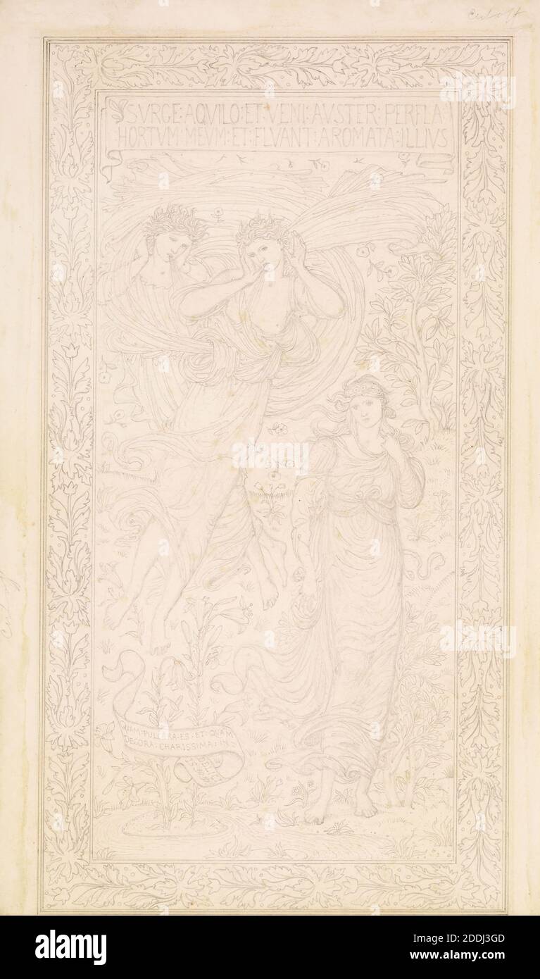 The Song of Solomon, 'Awake, O North Wind!', 1876 Artist: Edward Burne-Jones, Design for St Helen's Church, Darley Dale, Derbyshire, England, Pencil, Pre-Raphaelite Stock Photo