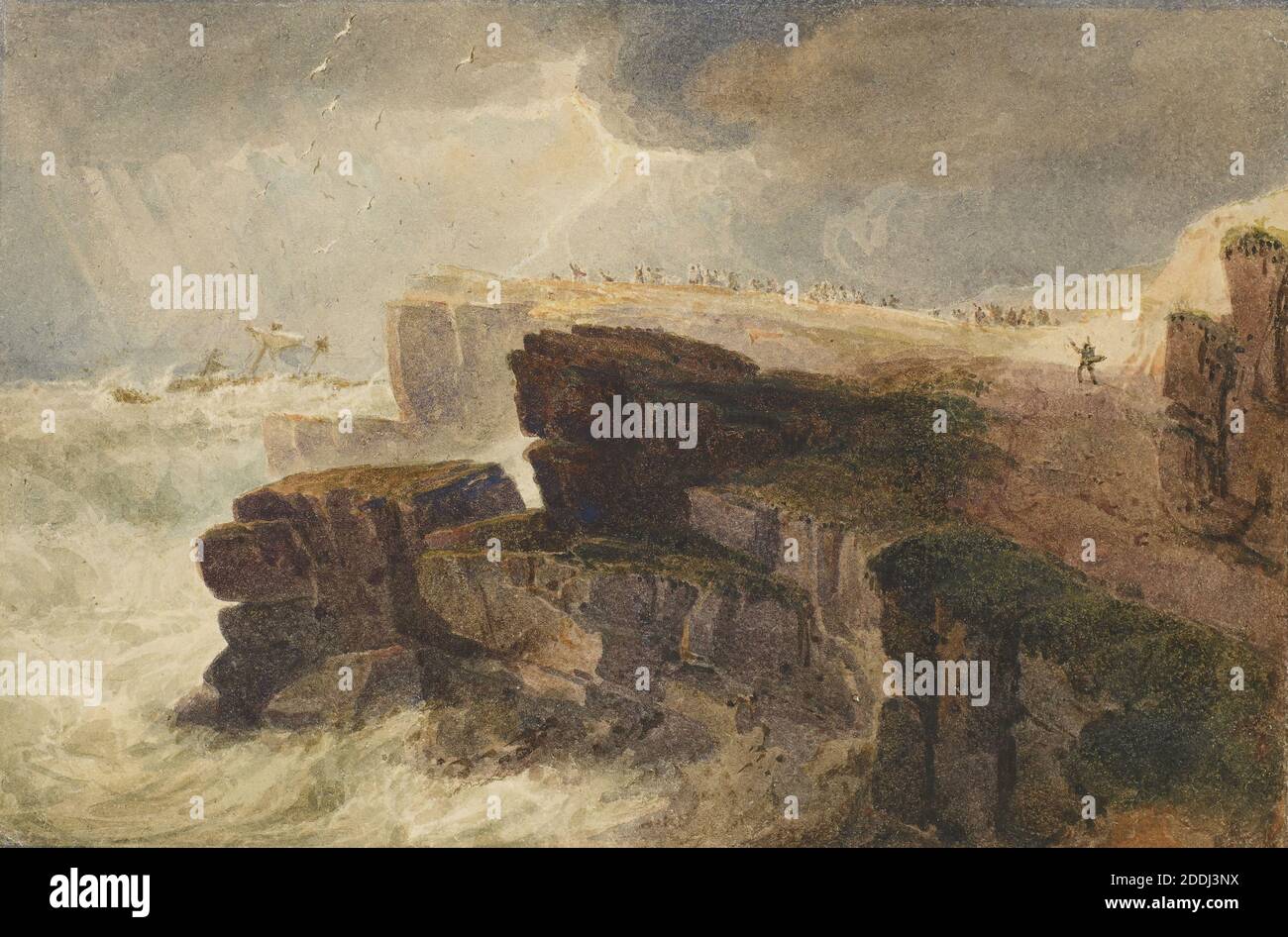 Storm off the Coast, Hastings, 1813 By David Cox, Landscape, Watercolour, Coast, Weather, Wind, Weather, Storm Stock Photo