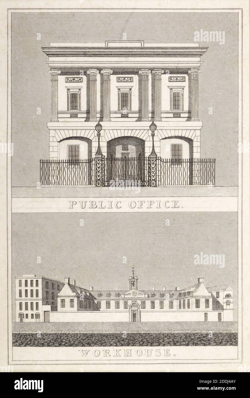 Engraving, Public Office & Workhouse, Birmingham Engraver William
