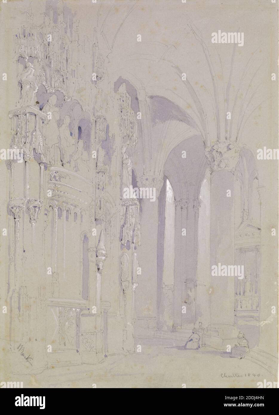 The Ambulatory, Chartres Cathedral, 1840 Artist: John Ruskin ...