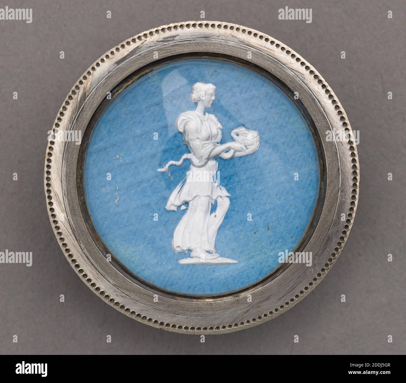 Silvered Copper and Glass Button, 1770-1800, Made in Birmingham Stock Photo
