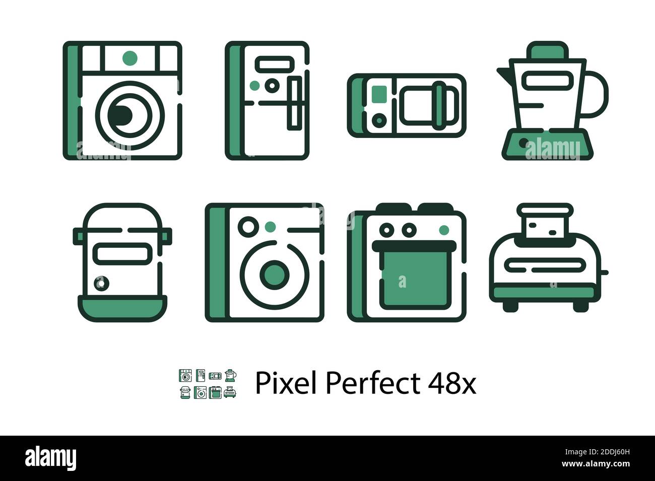 Set of linear icons of household appliances Stock Vector