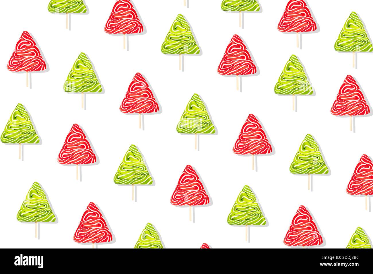 Seamless christmas pattern from sweet tree on on white isolated background. Stock Photo