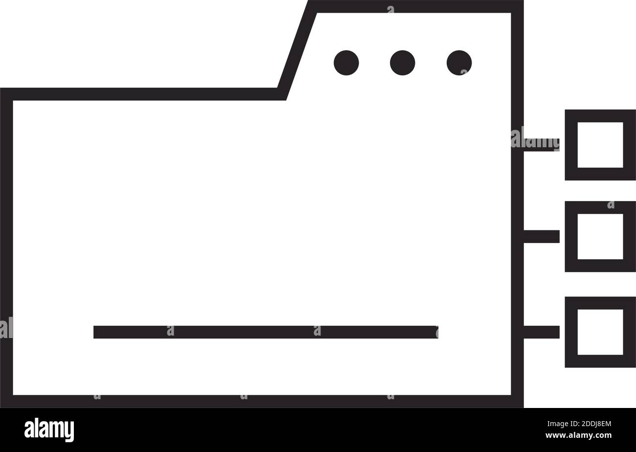 digital marketing folder file connection vector illustration line icon ...