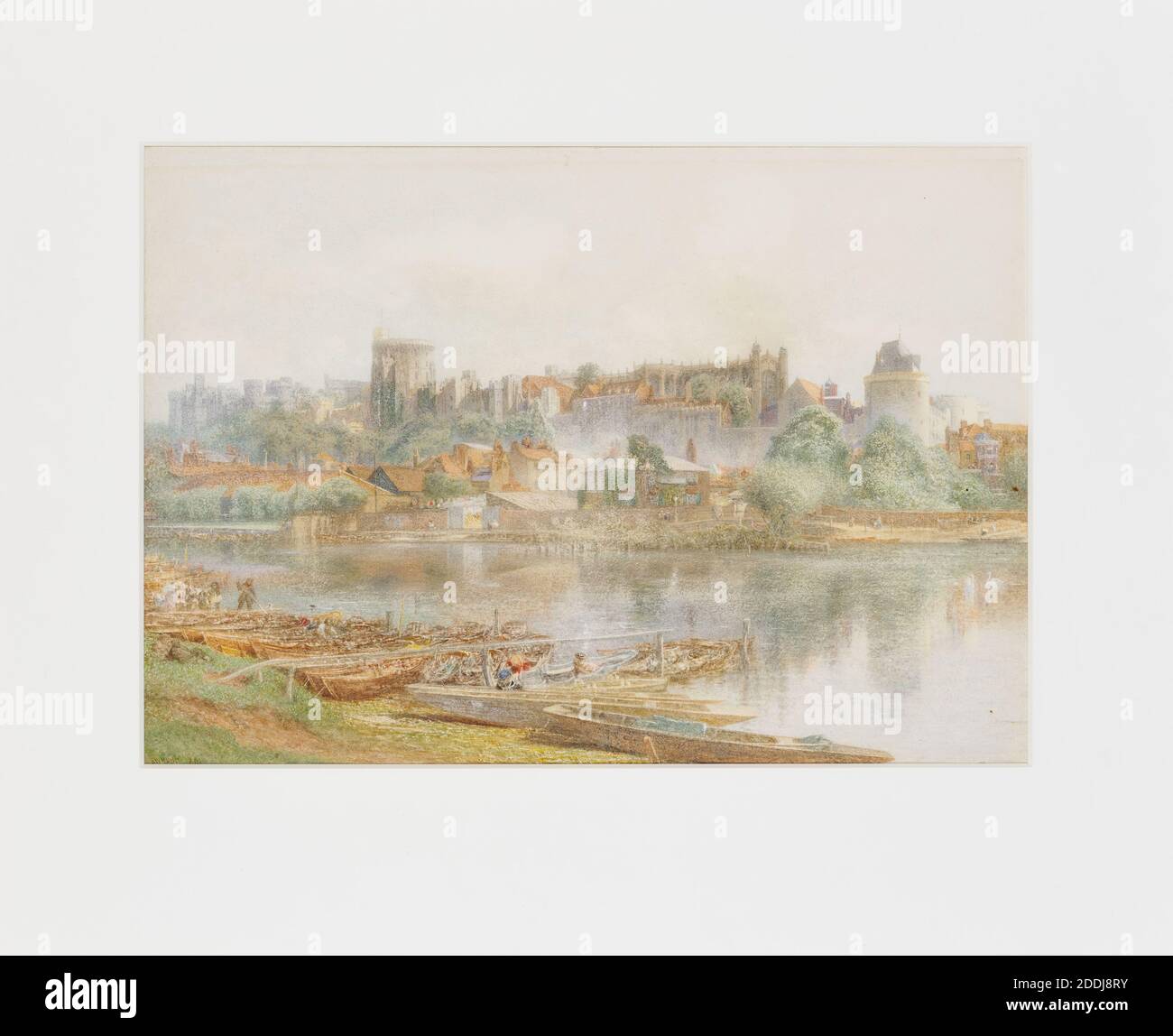 Windsor And Its Castle From Across The Thames, 1891 Alfred William Hunt (d,1896), Boat, Landscape, 19th Century, Watercolour, Castle, Frame, Sea, Royal, River, Thames, Works on Paper Stock Photo