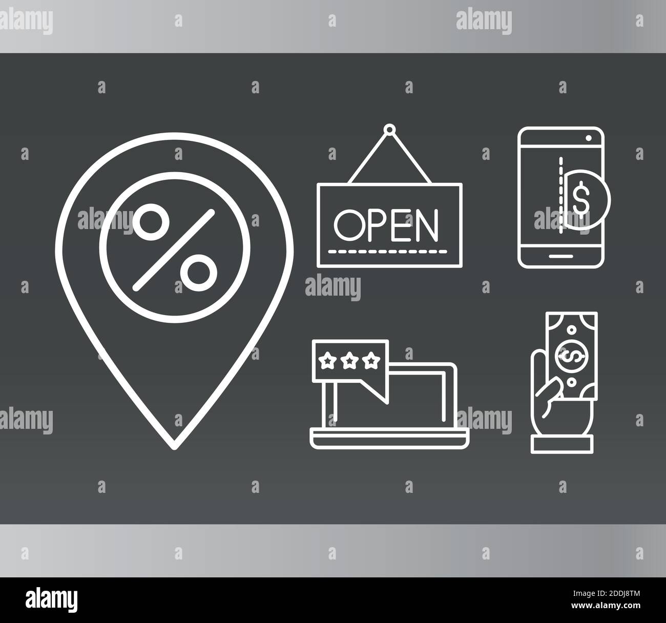 shopping commerce online payment in thin line style icons black ...