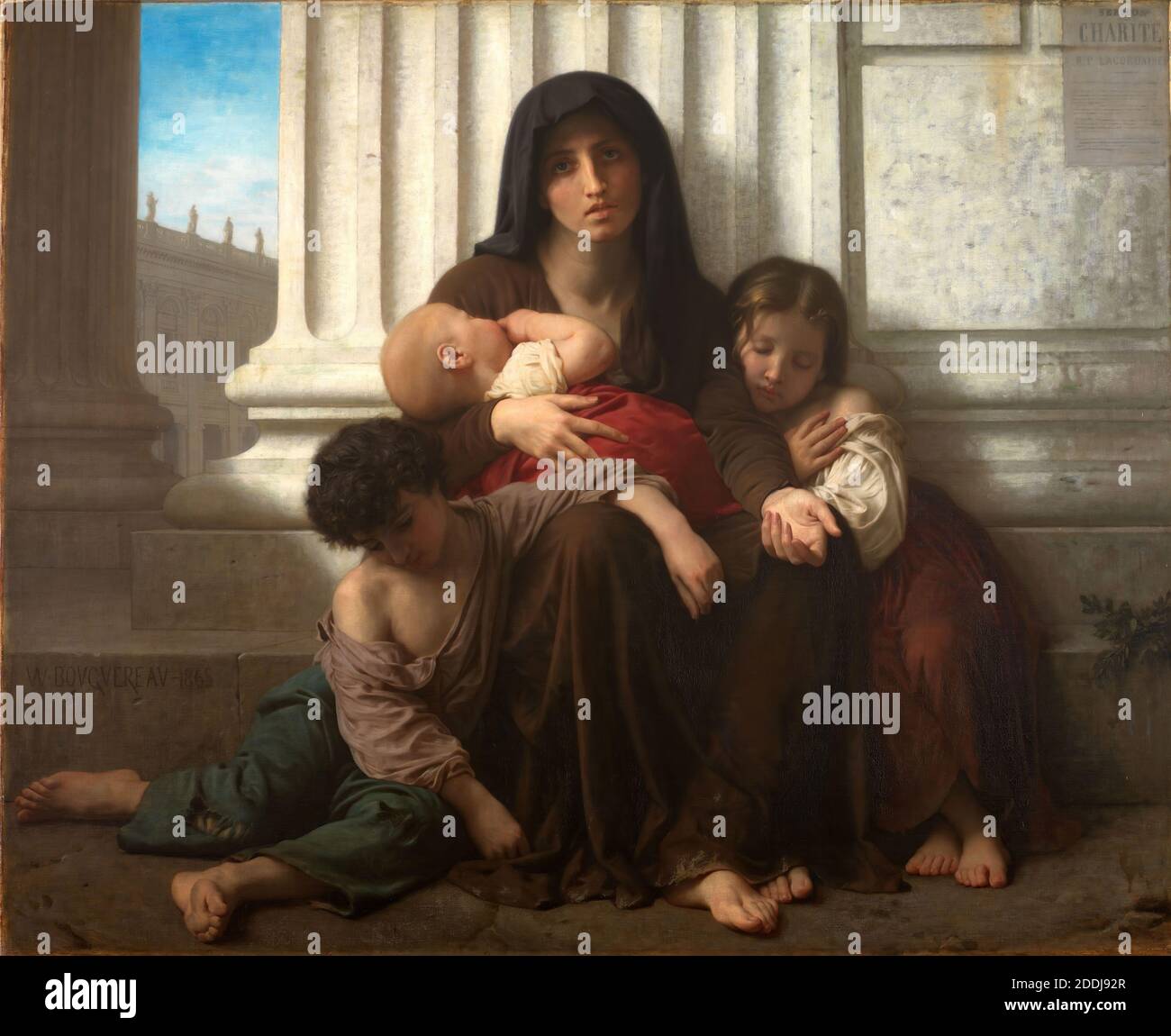 Charity, 1865, also known as 'The Indigent Family, Artist William Adolphe Bouguereau, Baby, Child, Mother, Barefoot, Poor Stock Photo