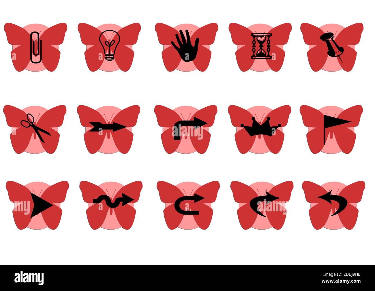 Web icon set in red butterfly button, various icon set Stock Photo - Alamy