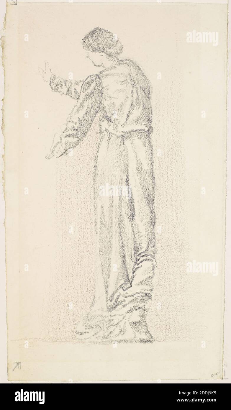 The Garland Weavers, Drapery Study, 1866-1867 Artist: Edward Burne-Jones, Art Movement, Pre-Raphaelite, Drawing, Pencil, Works on Paper Stock Photo