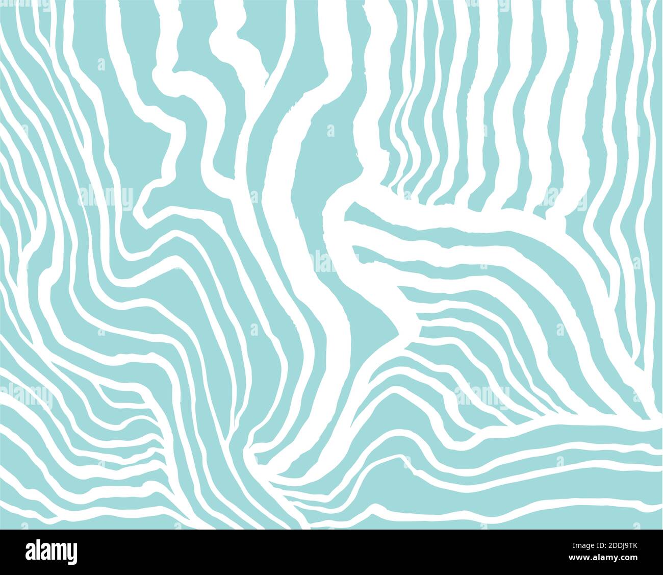 White abstract waves on blue background. Simple colorful vector hand drawn texture. Stock Vector