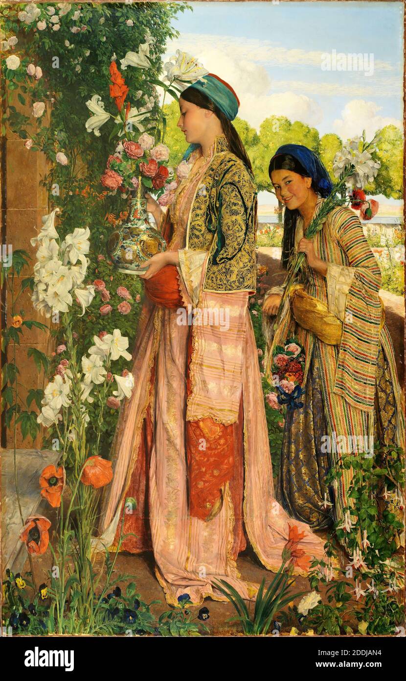 Lilium Auratum, 1871 By John Frederick Lewis, Girl, Victorian, Oil Painting, Flower, Orientalism Stock Photo