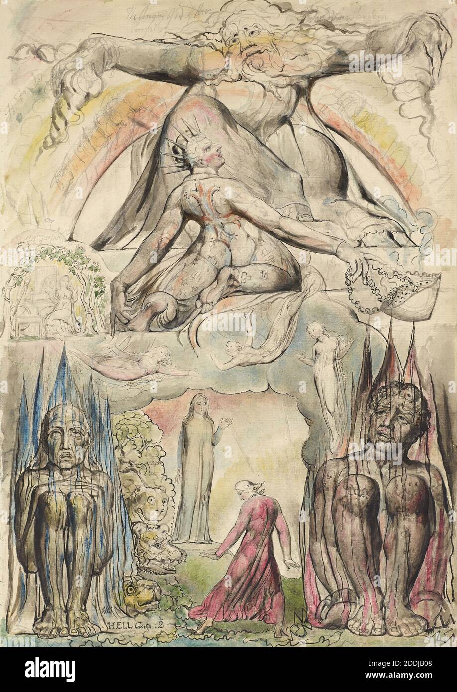 The Mission of Virgil By: William Blake, Watercolour, Dante, The Divine Comedy Stock Photo