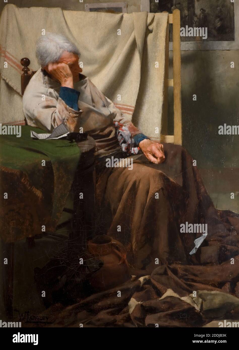 In Memoriam, 1883 By Walter Langley, Sleeping, Oil Painting, Portrait, Newlyn School, Male Stock Photo