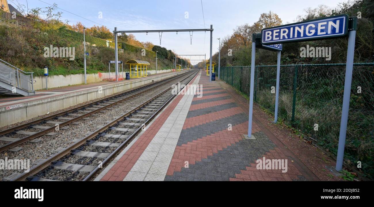 Illustration picture shows the train station of Beringen, Wednesday 25 November 2020. BELGA PHOTO YORICK JANSENS Stock Photo