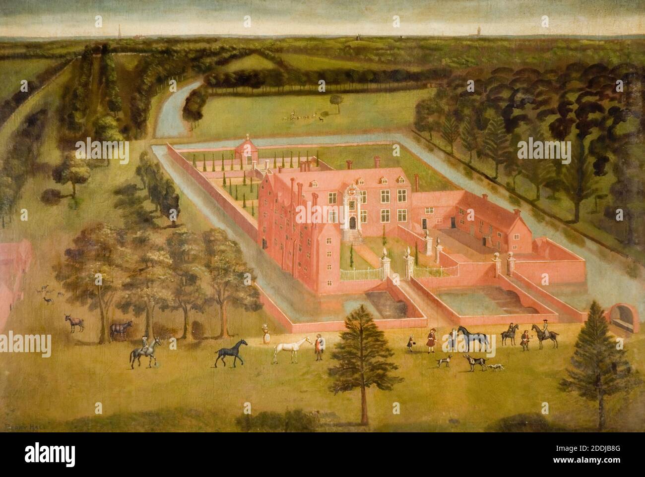 View of Perry Hall near Birmingham, 1730 By Thomas Bardwell, Oil Painting, Topographical Views, Birmingham history, England, Midlands Stock Photo