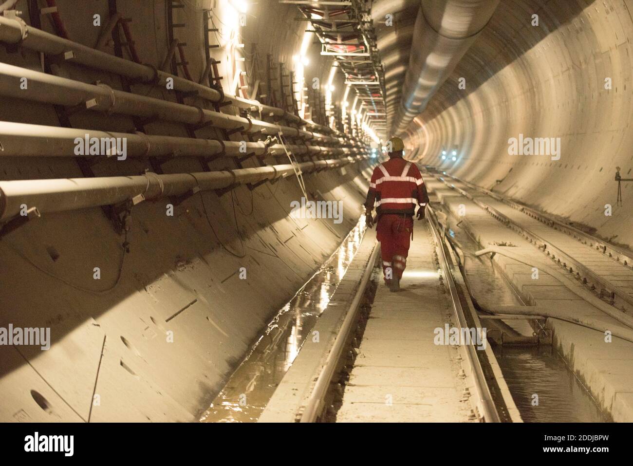 a railway tunnel construction site, rail network and tunnel ...