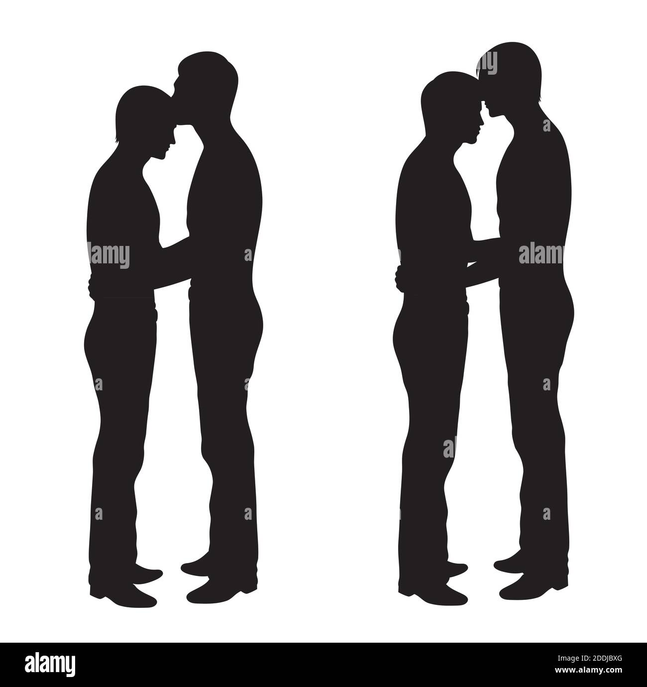 Two men holding hands. Isolated on white. Stock Vector
