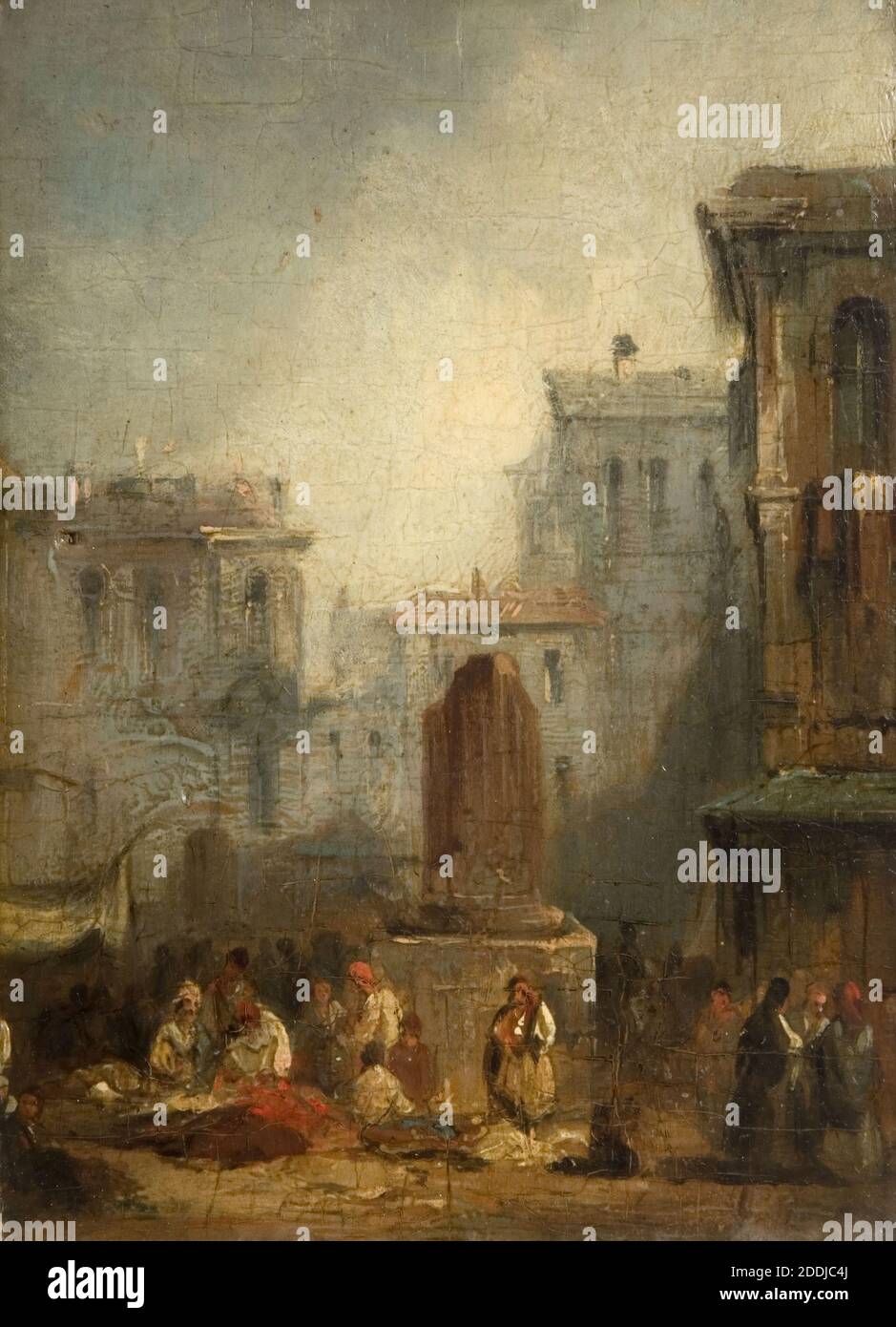 An Italian Town, 1822-28 Richard Parkes Bonington, Oil Painting, Italy, Marketplace, Townscape Stock Photo